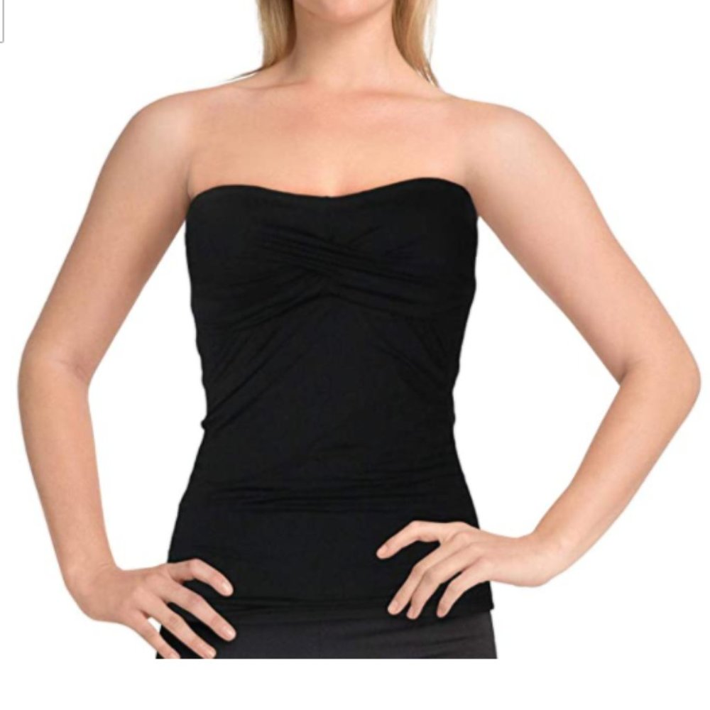Anne Cole Women's Solid Twist Tankini Swim Top Black Large